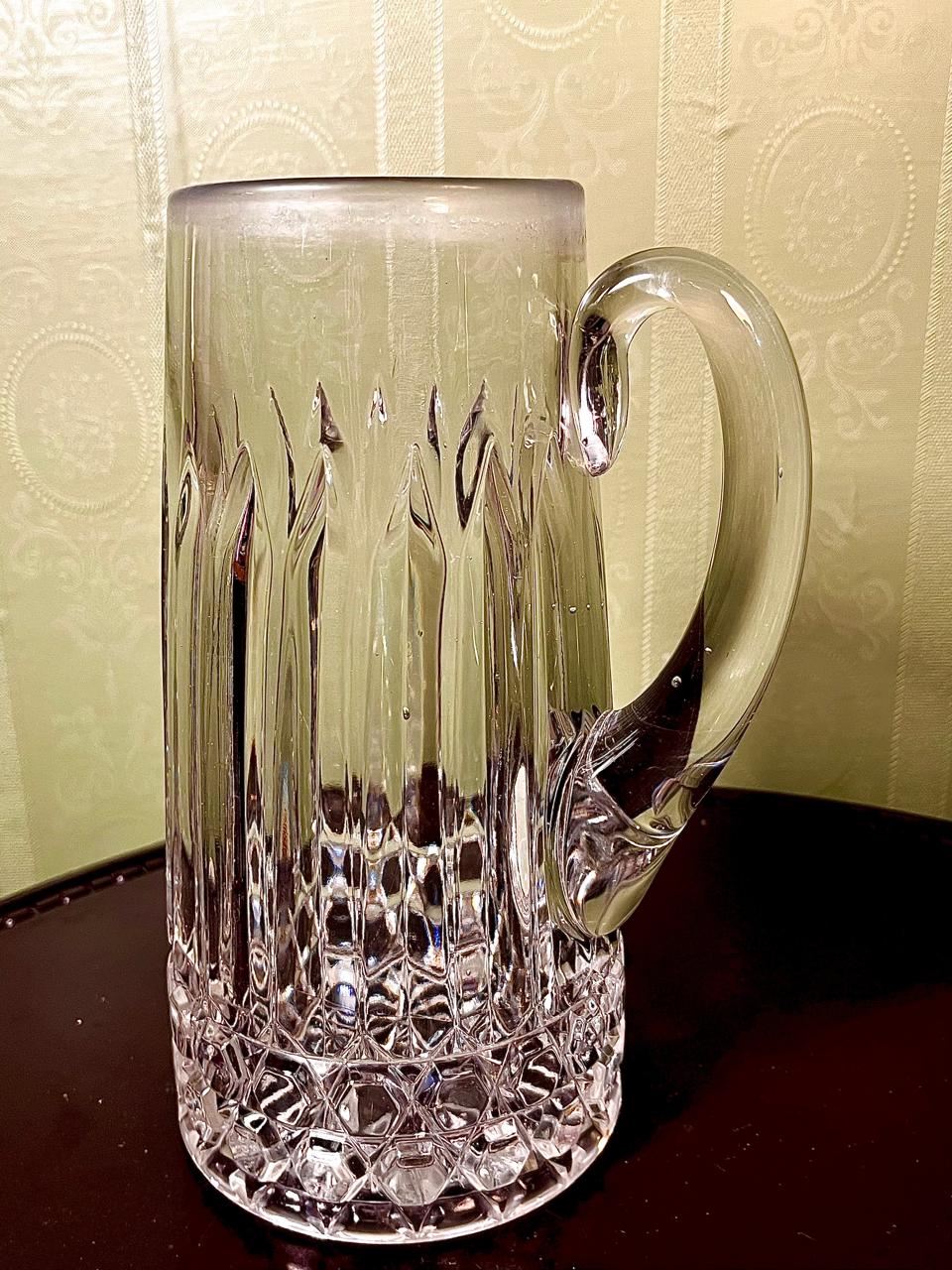 Vintage Clear Crystal Tankard with Handle 23cm
