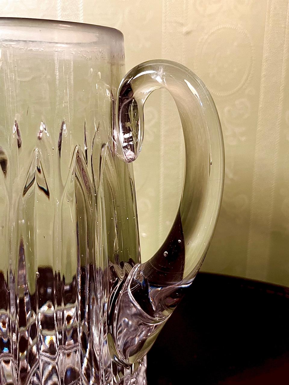 Vintage Clear Crystal Tankard with Handle 23cm