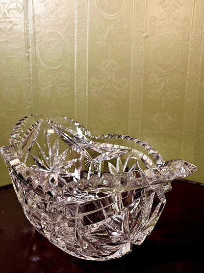 Vintage Crystal Oval Serving Bowl Clear Crystal 32cm