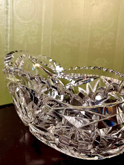 Vintage Crystal Oval Serving Bowl Clear Crystal 32cm