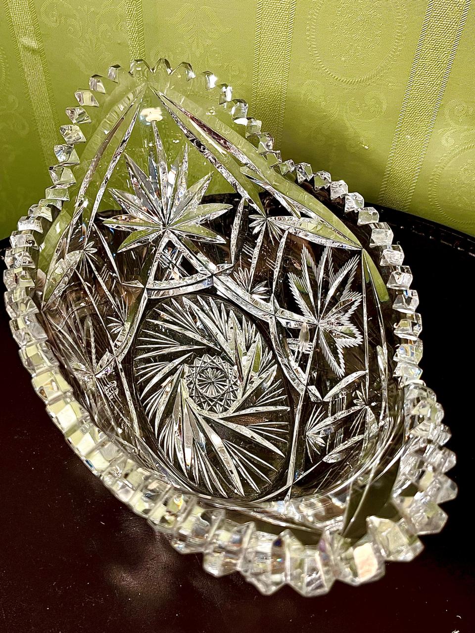 Vintage Crystal Oval Serving Bowl Clear Crystal 32cm