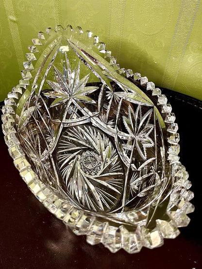Vintage Crystal Oval Serving Bowl Clear Crystal 32cm