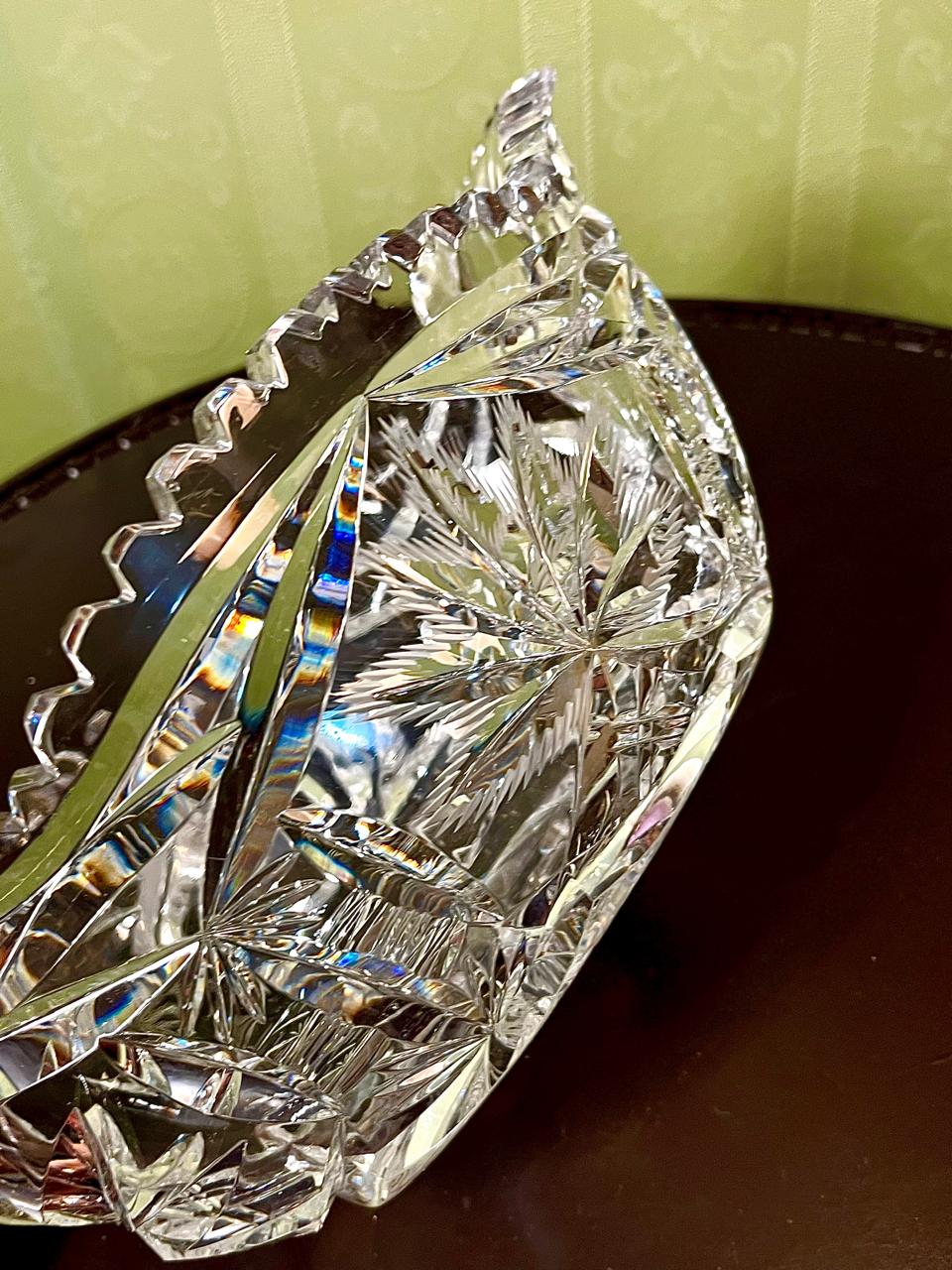 Vintage Crystal Oval Serving Bowl Clear Crystal 32cm