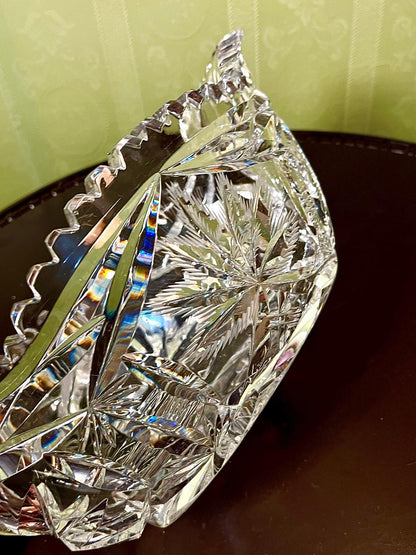 Vintage Crystal Oval Serving Bowl Clear Crystal 32cm