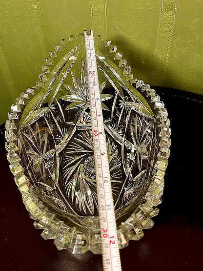 Vintage Crystal Oval Serving Bowl Clear Crystal 32cm