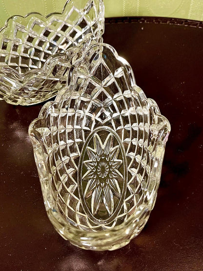 Vintage Crystal Basket Bowl Clear Crystal 18cm