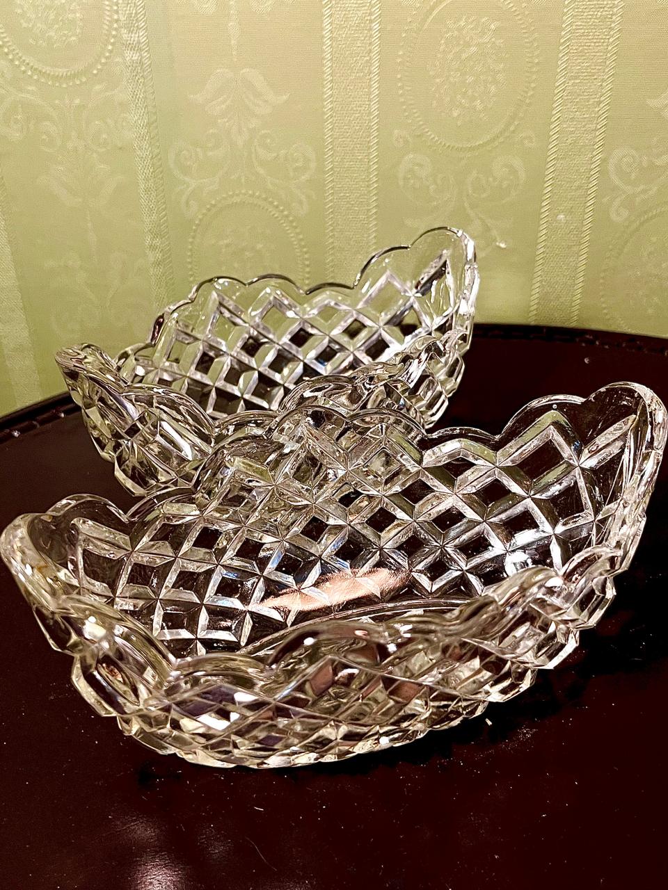 Vintage Crystal Basket Bowl Clear Crystal 18cm