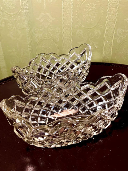 Vintage Crystal Basket Bowl Clear Crystal 18cm