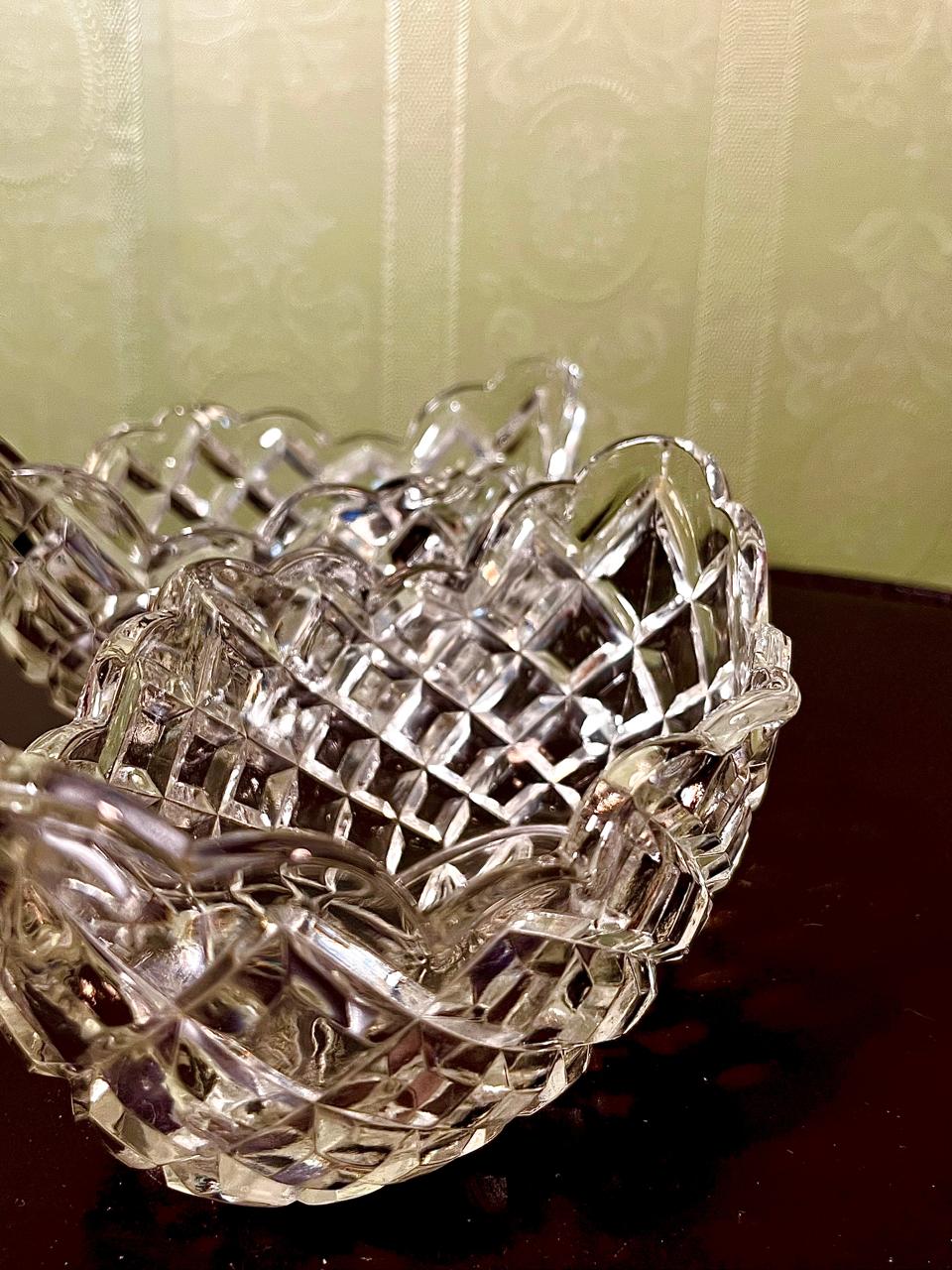 Vintage Crystal Basket Bowl Clear Crystal 18cm