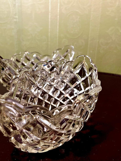 Vintage Crystal Basket Bowl Clear Crystal 18cm