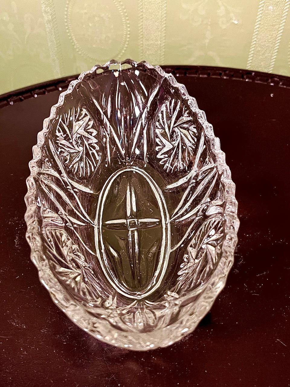 Vintage Crystal Oval Serving Bowl Clear Crystal 20cm