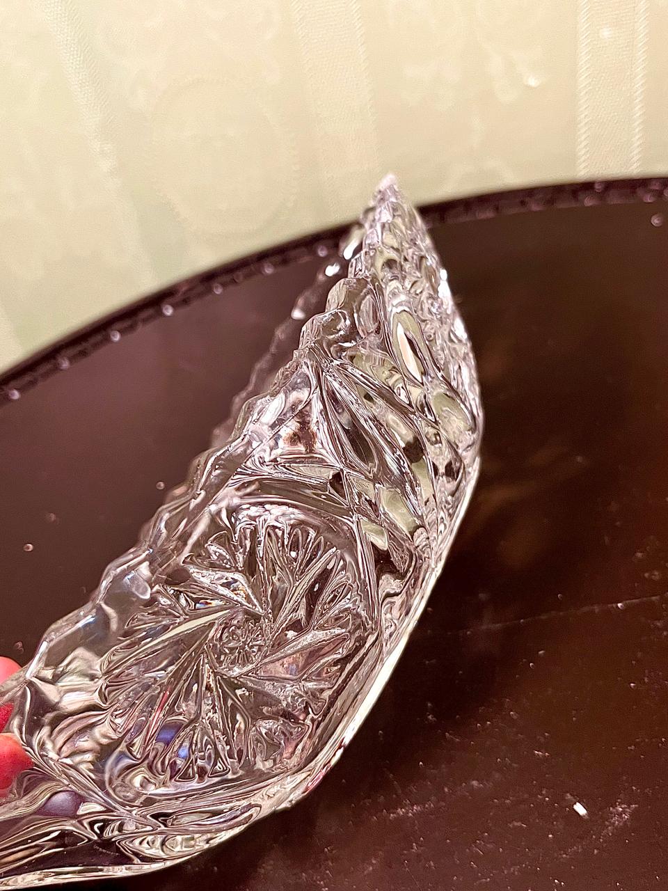Vintage Crystal Oval Serving Bowl Clear Crystal 20cm