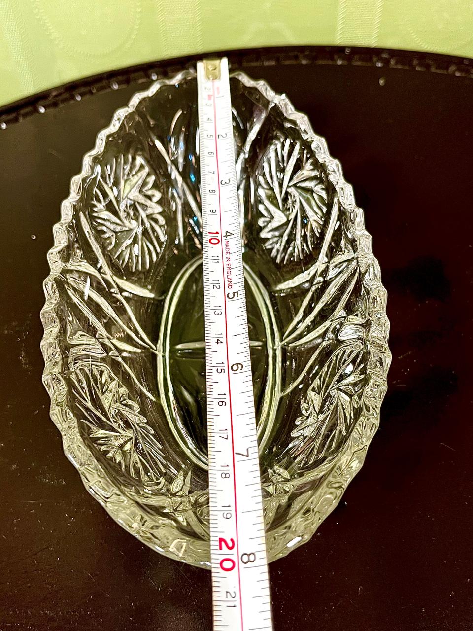Vintage Crystal Oval Serving Bowl Clear Crystal 20cm