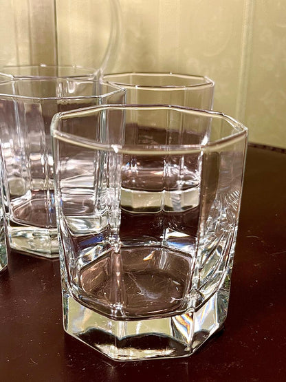 Vintage Crystal Drink Set Clear Crystal Jug & 6 Tumblers 20cm
