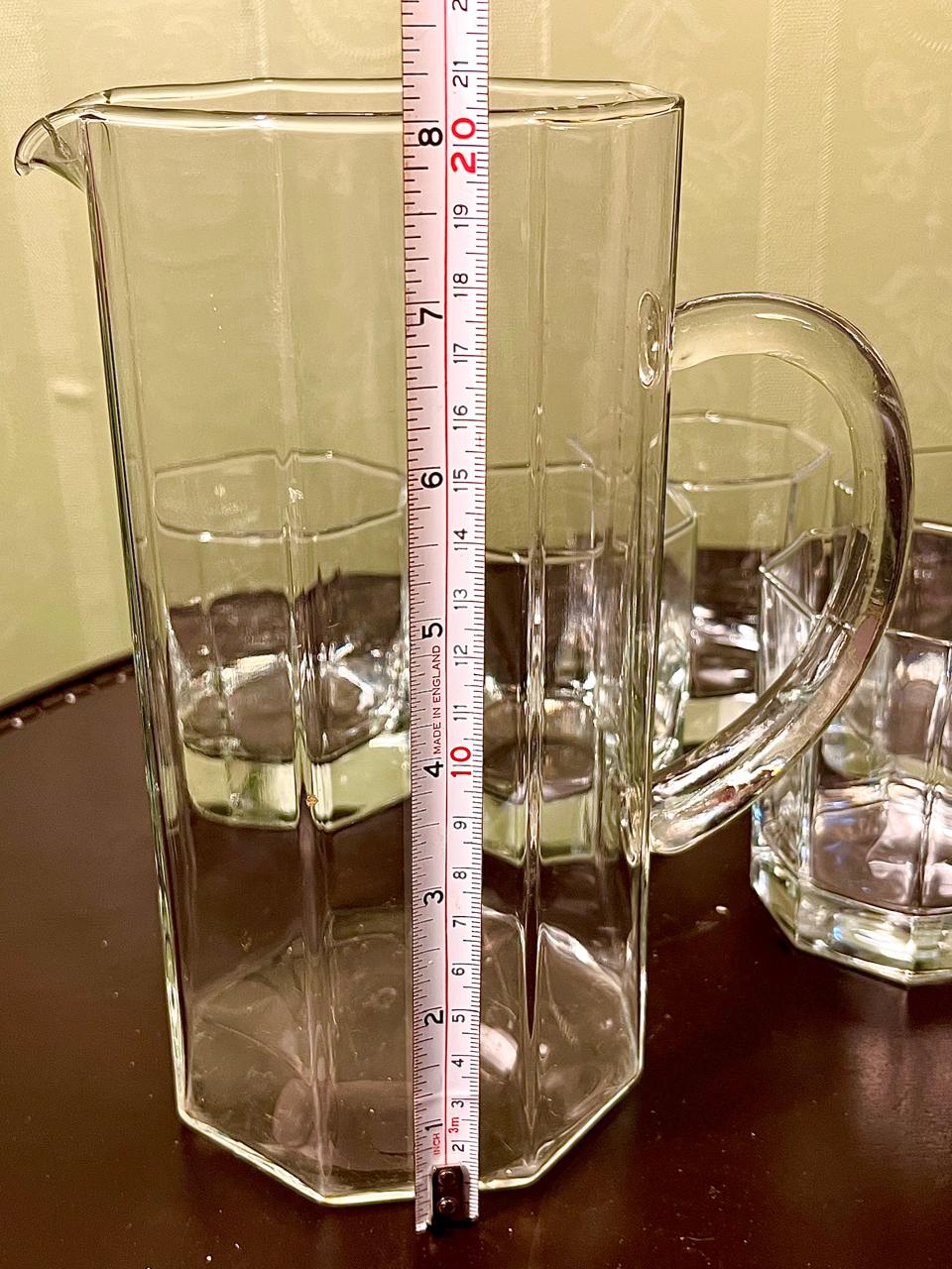 Vintage Crystal Drink Set Clear Crystal Jug & 6 Tumblers 20cm