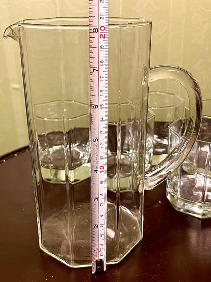 Vintage Crystal Drink Set Clear Crystal Jug & 6 Tumblers 20cm