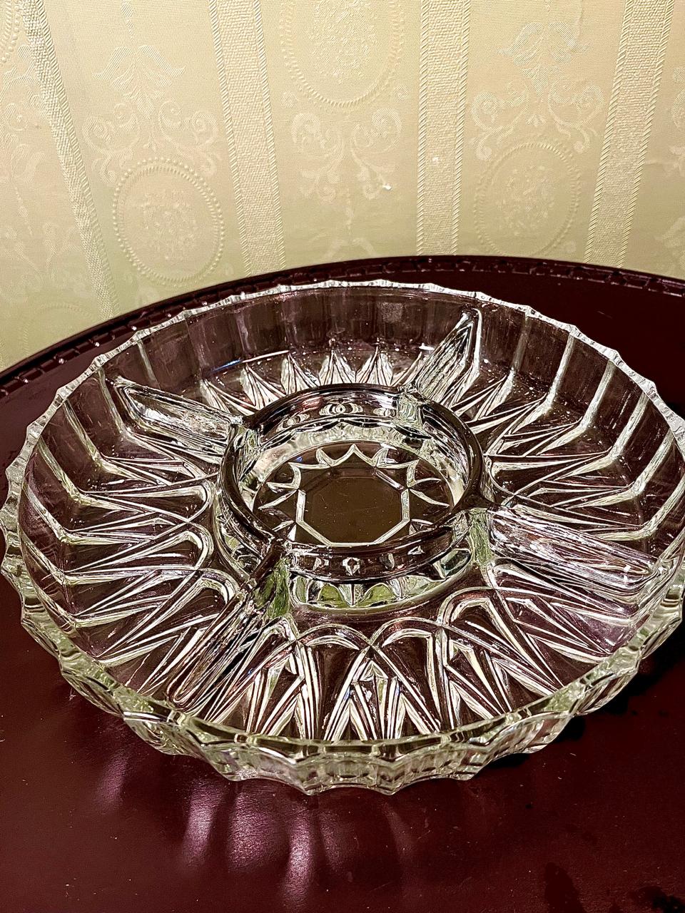 Vintage Crystal Divided Serving Platter Clear Crystal 25cm