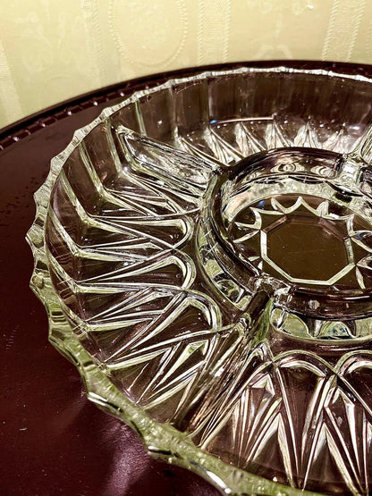 Vintage Crystal Divided Serving Platter Clear Crystal 25cm