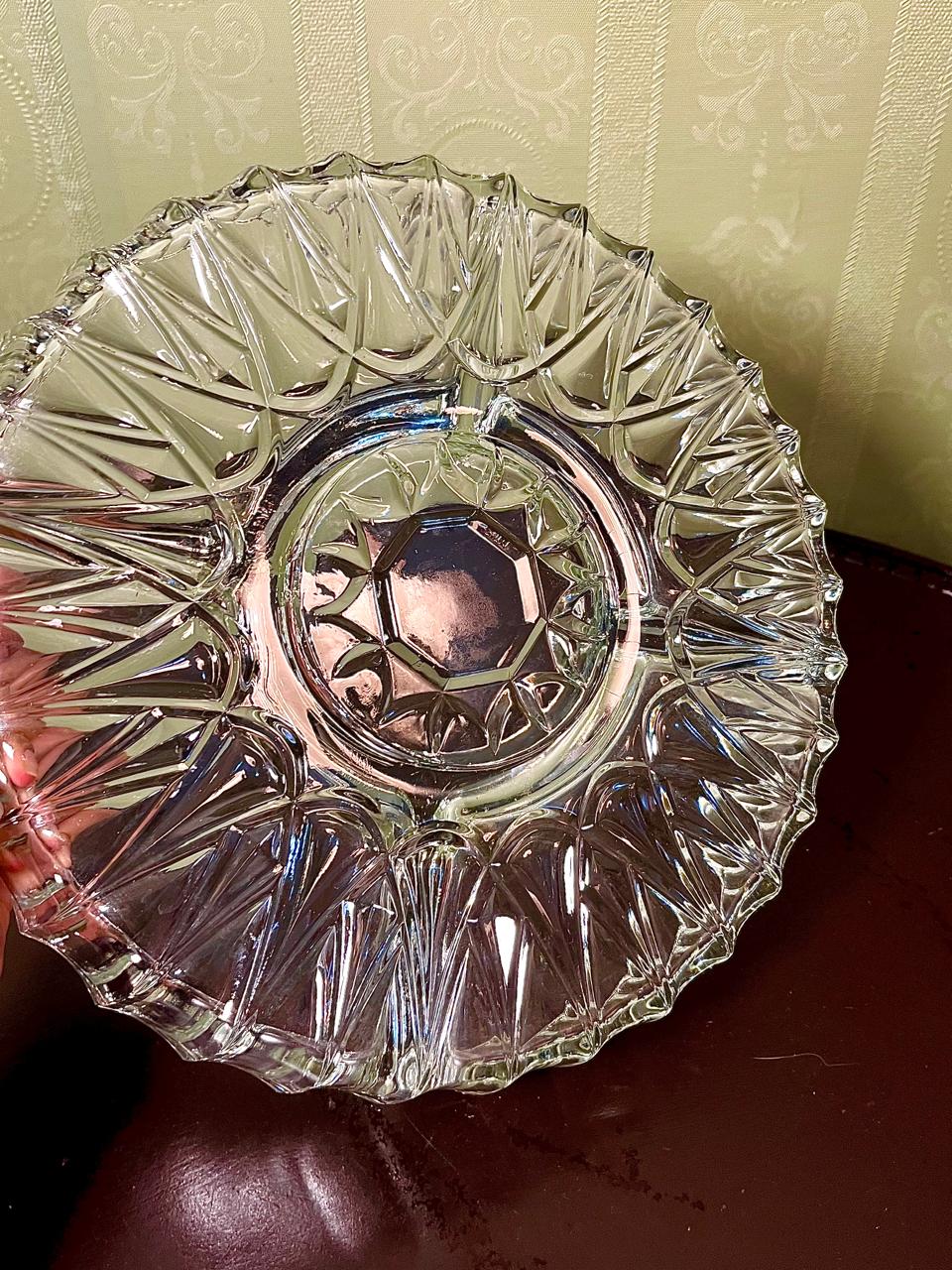 Vintage Crystal Divided Serving Platter Clear Crystal 25cm