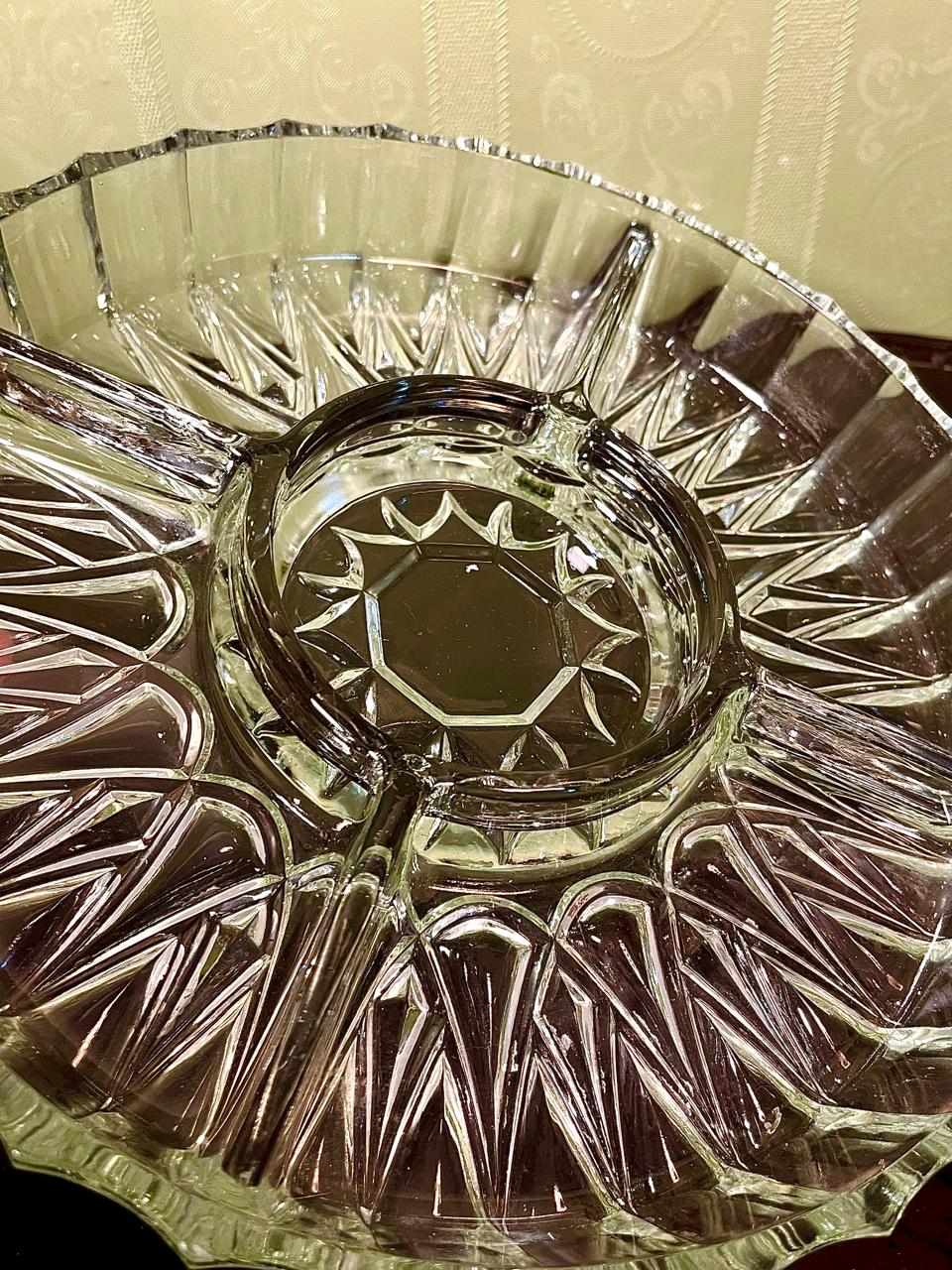 Vintage Crystal Divided Serving Platter Clear Crystal 25cm
