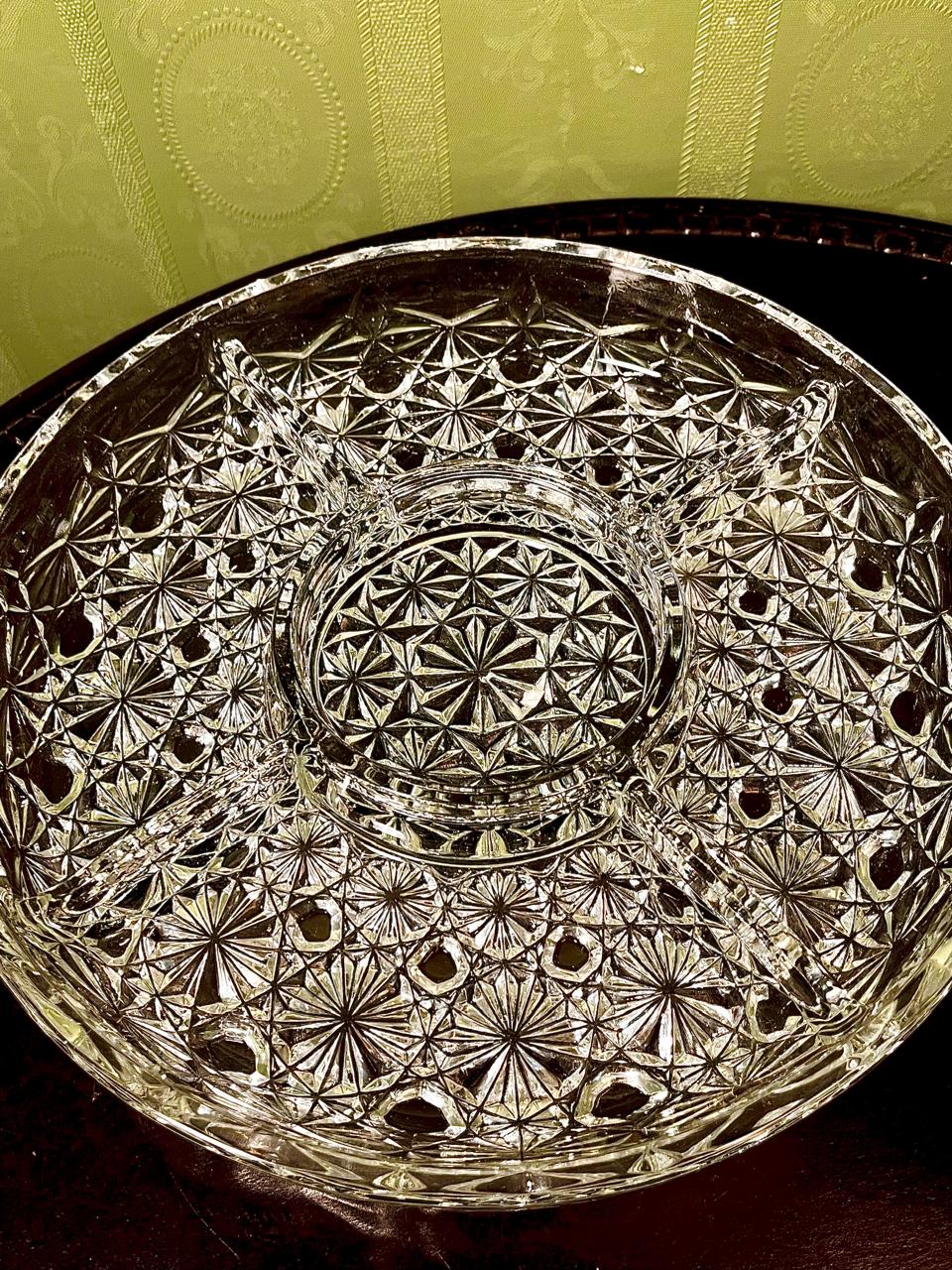 Vintage Crystal Divided Serving Platter Clear Crystal 25cm