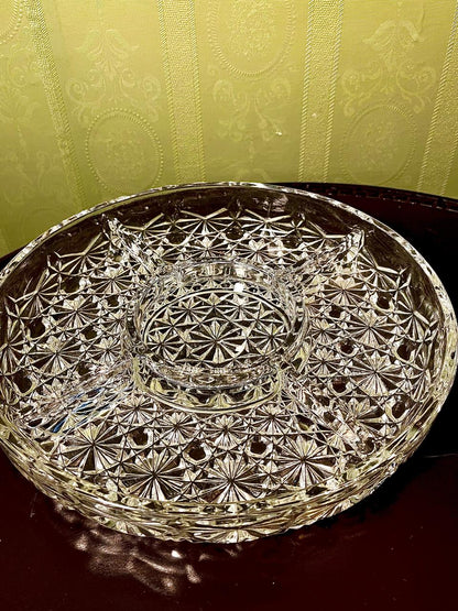Vintage Crystal Divided Serving Platter Clear Crystal 25cm