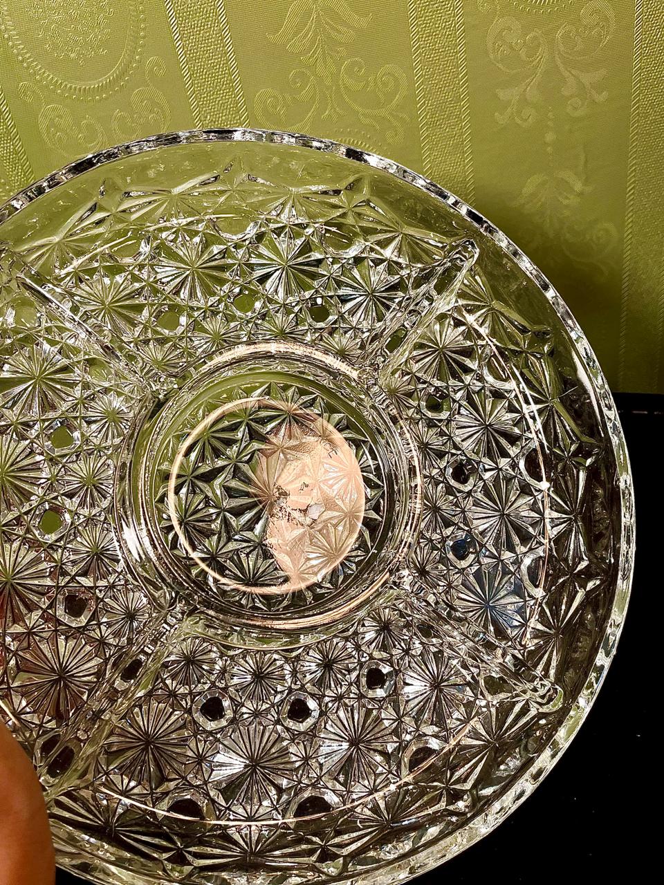 Vintage Crystal Divided Serving Platter Clear Crystal 25cm