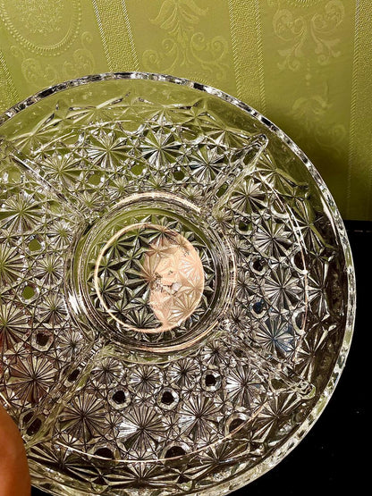 Vintage Crystal Divided Serving Platter Clear Crystal 25cm