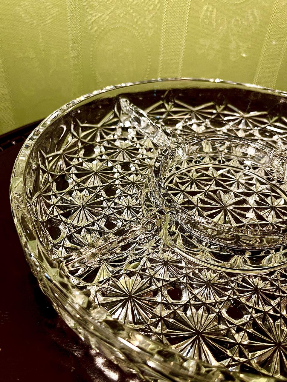 Vintage Crystal Divided Serving Platter Clear Crystal 25cm