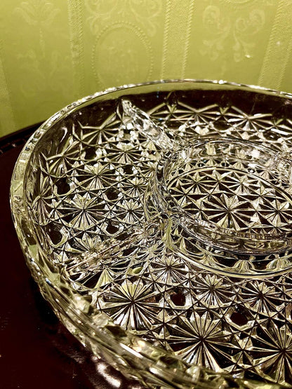 Vintage Crystal Divided Serving Platter Clear Crystal 25cm