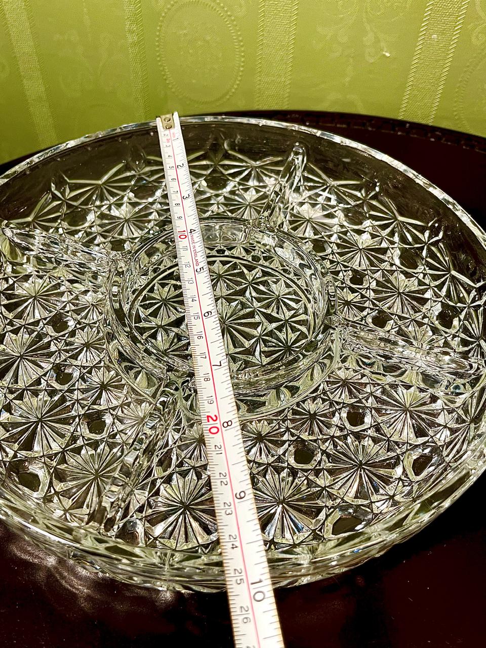 Vintage Crystal Divided Serving Platter Clear Crystal 25cm