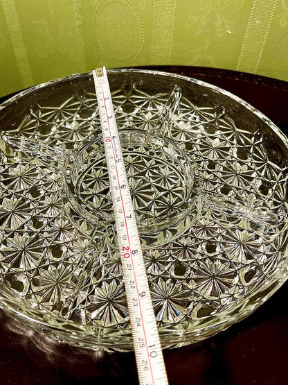 Vintage Crystal Divided Serving Platter Clear Crystal 25cm