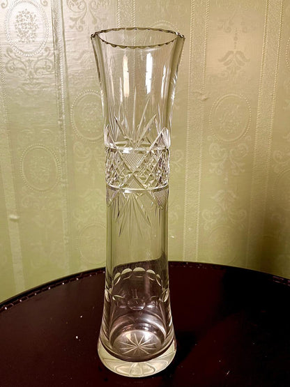 Vintage Crystal Flared Vase Clear Crystal 30cm