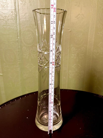 Vintage Crystal Flared Vase Clear Crystal 30cm