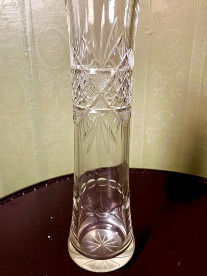 Vintage Crystal Flared Vase Clear Crystal 30cm