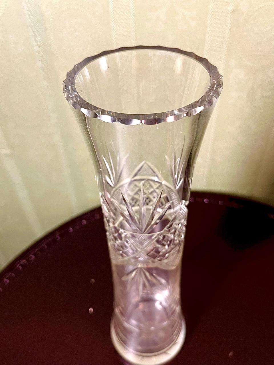 Vintage Crystal Flared Vase Clear Crystal 30cm