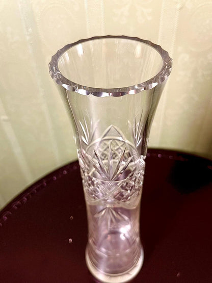 Vintage Crystal Flared Vase Clear Crystal 30cm