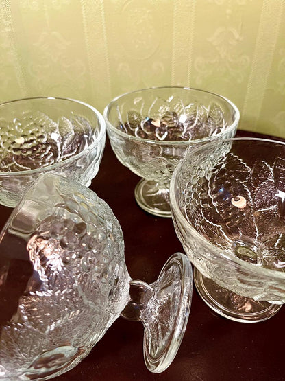 Vintage Crystal Fruit Dessert Bowls 4 Piece Set 13cm