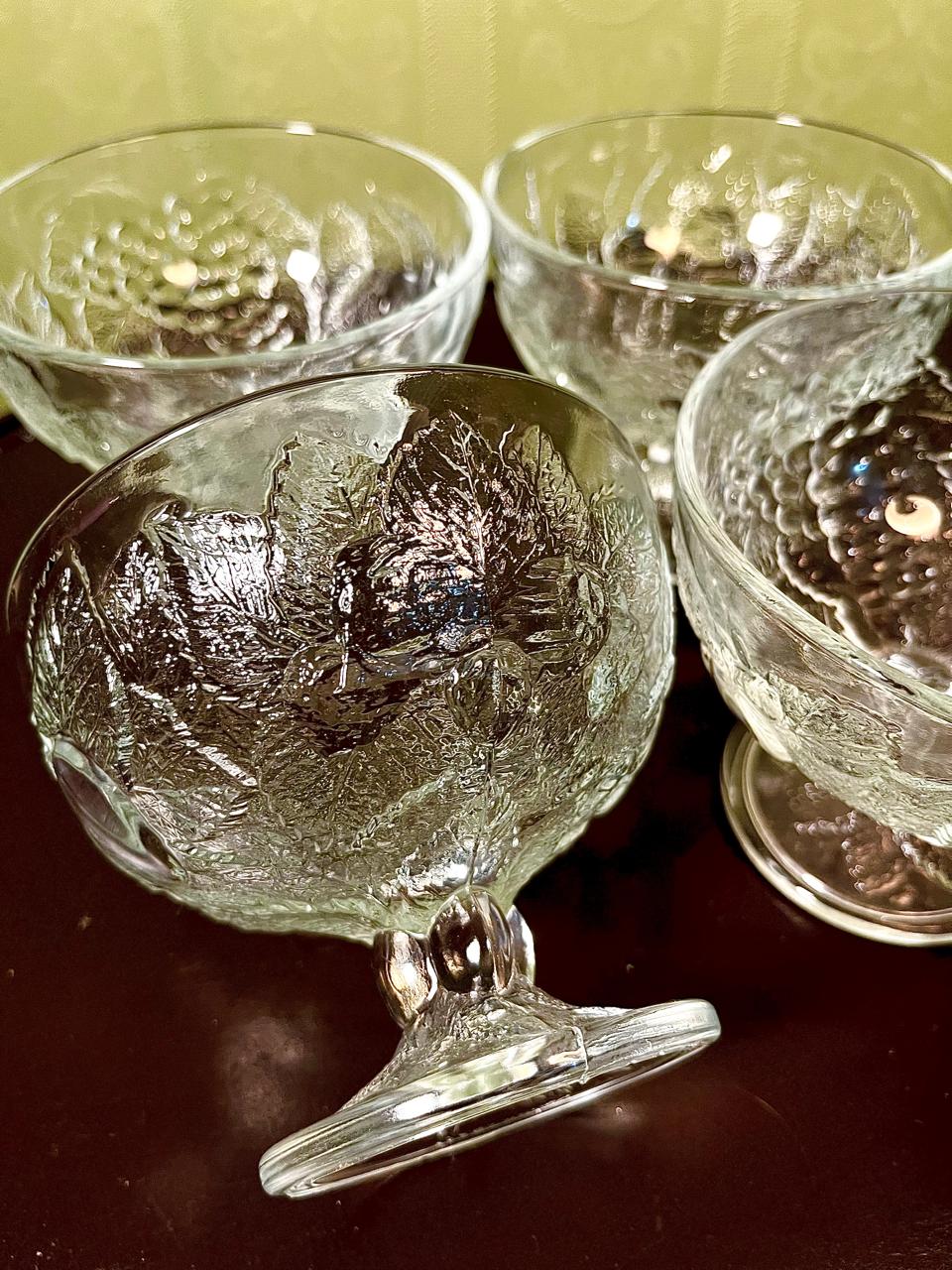 Vintage Crystal Fruit Dessert Bowls 4 Piece Set 13cm