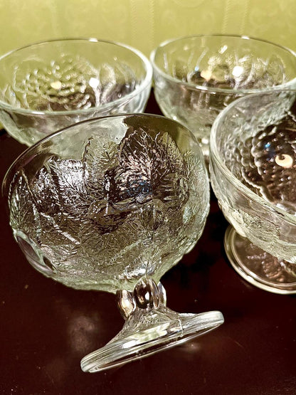 Vintage Crystal Fruit Dessert Bowls 4 Piece Set 13cm