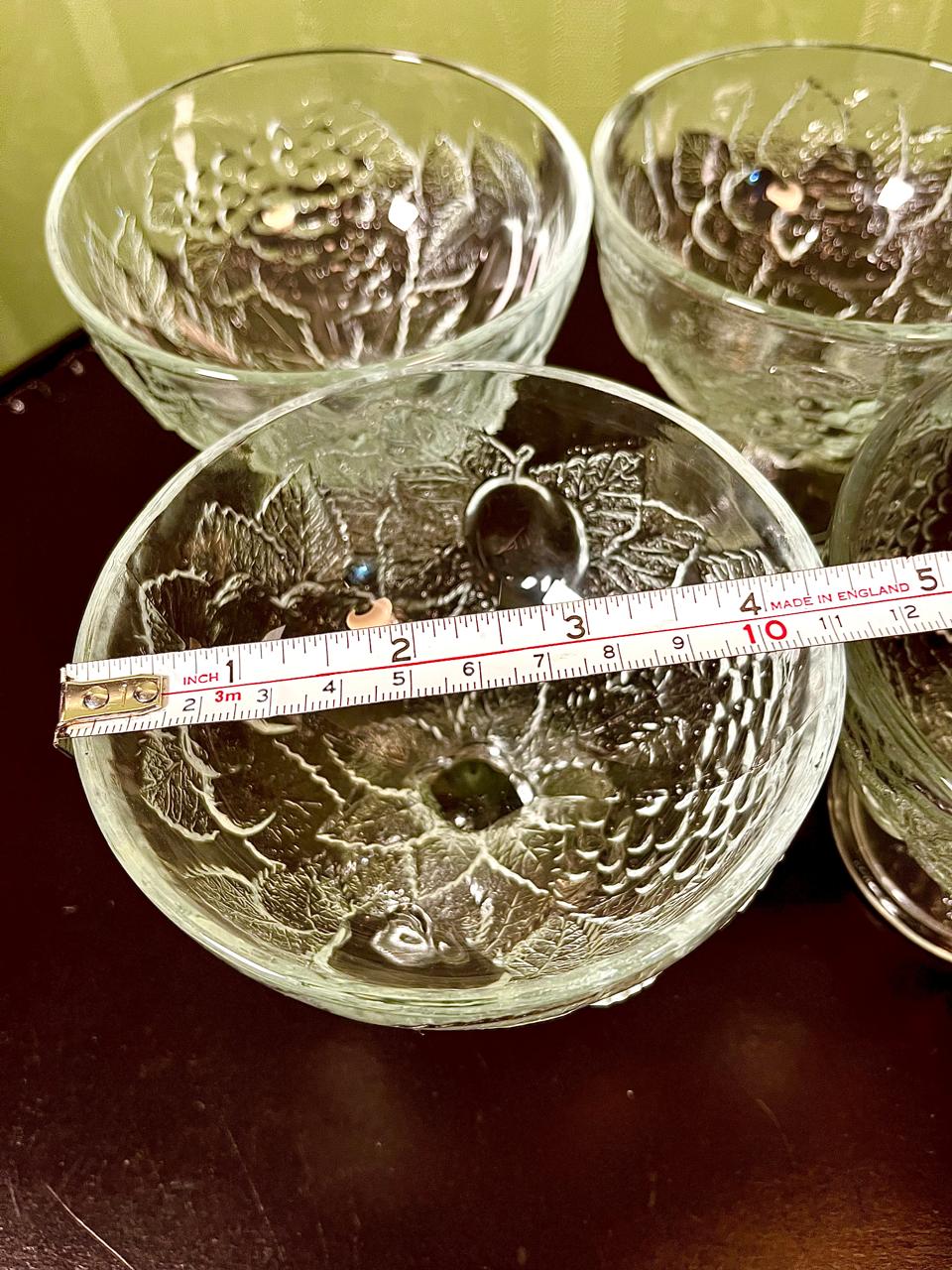 Vintage Crystal Fruit Dessert Bowls 4 Piece Set 13cm