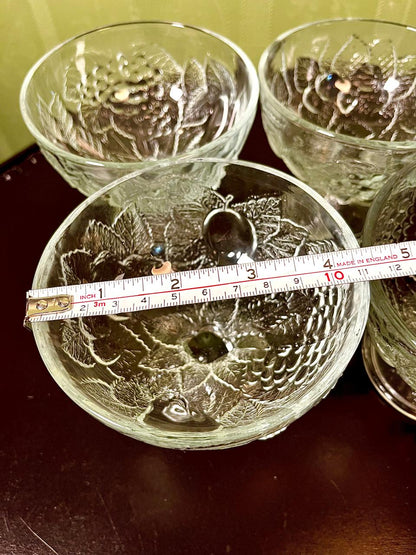 Vintage Crystal Fruit Dessert Bowls 4 Piece Set 13cm