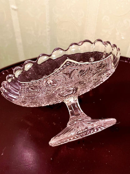 Vintage Crystal Pedestal Serving Dish Clear Crystal 16cm