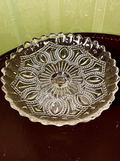 Vintage Crystal Pedestal Serving Dish Clear Crystal 16cm