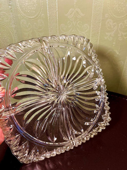 Vintage Crystal Divided Serving Platter Clear Crystal 23cm
