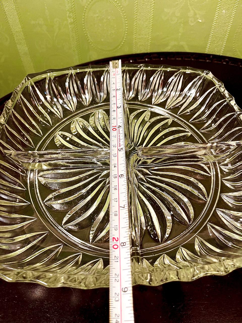 Vintage Crystal Divided Serving Platter Clear Crystal 23cm