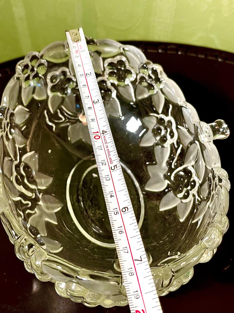 Vintage Crystal Floral Serving Bowl Clear Crystal 19cm