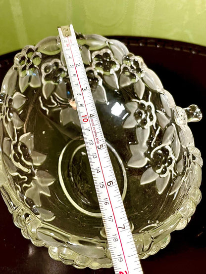 Vintage Crystal Floral Serving Bowl Clear Crystal 19cm
