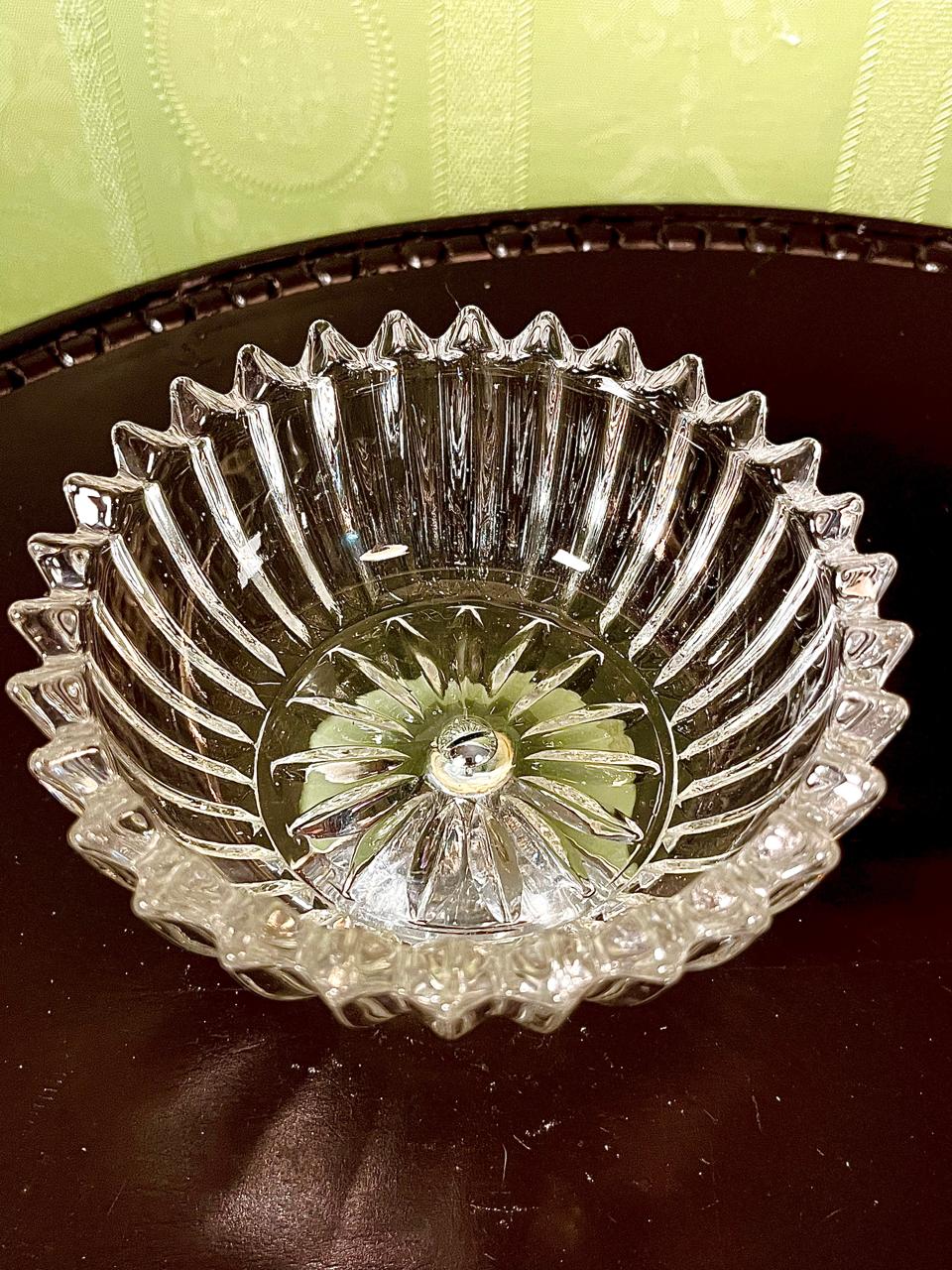 Vintage Crystal Pedestal Bowl Clear Crystal 13cm