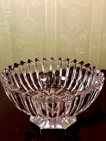 Vintage Crystal Pedestal Bowl Clear Crystal 13cm